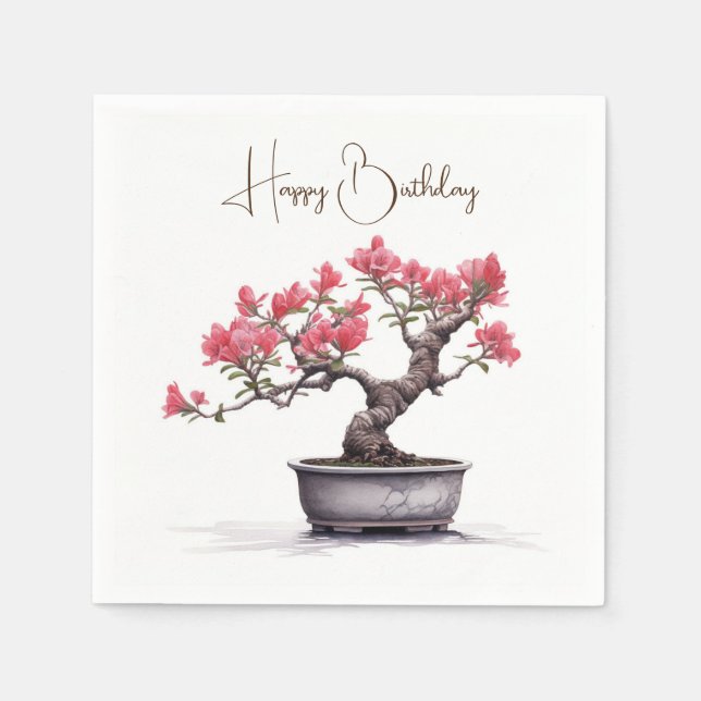 Birthday Bonsai Tree in Pot Serviette (Vorderseite)