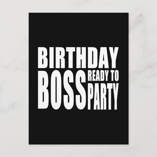 Birthday Boss Bereit zum Party Einladungspostkarte (Vorderseite)
