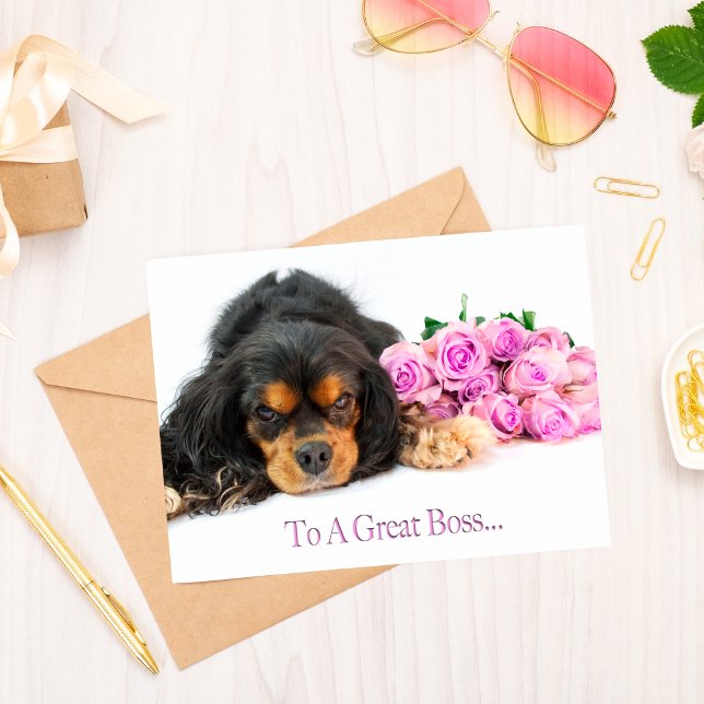 Birthday Boss Cavalier King Charles Spaniel Karte (Von Creator hochgeladen)
