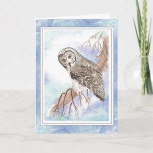 Birthday Boss mit Great Gray, Gray Owl Bird Karte
