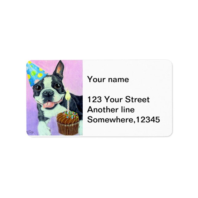 Birthday Boston Adressaufkleber (Vorne)