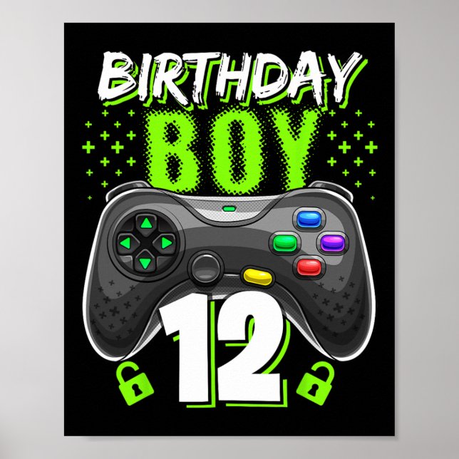 Birthday Boy 12 Video Game Controller Gamer 12. B Poster (Vorne)