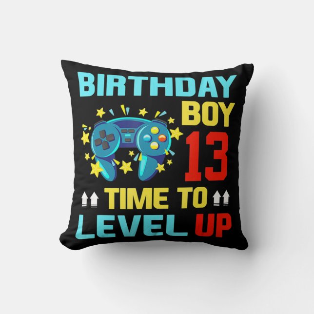 Birthday Boy 13  13 Year Old Video Games Gift Kids Kissen (Vorderseite)