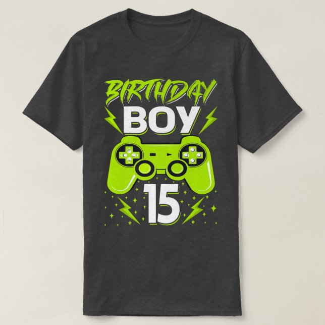 Birthday Boy 15 Video Game Controller Gamer 15th B T-Shirt (Design vorne)