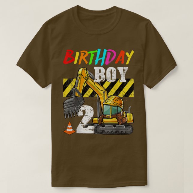 Birthday Boy 2nd Excavator 2 Years Old Constructio T-Shirt (Design vorne)