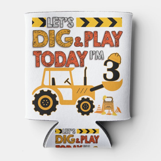Birthday Boy 3 Construction 3rd Birthday Excavator Dosenkühler (Vorderseite)