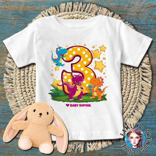 Birthday Boy 3 Dinosaurier Baby T-shirt
