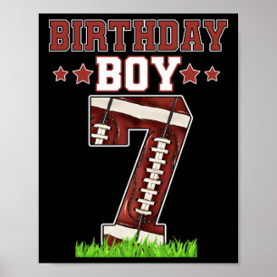 Birthday Boy 7 Football Lover Ball 7 Jahre alte Bd Poster