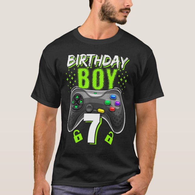 Birthday Boy 7 Video Game Controller Gamer 7th Bir T-Shirt (Vorderseite)