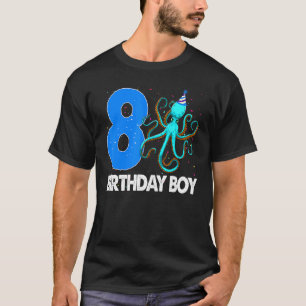 Birthday Boy 8 S Octopus Liebe T-Shirt