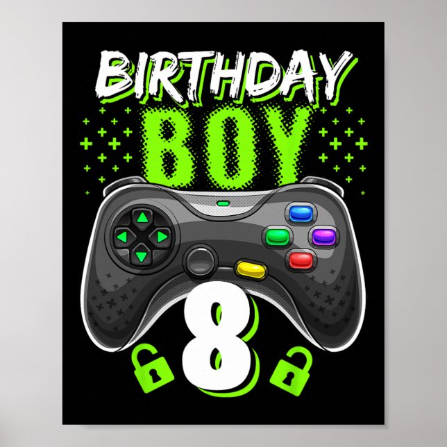 Birthday Boy 8 Video Game Controller Gamer 8th Bir Poster (Vorne)