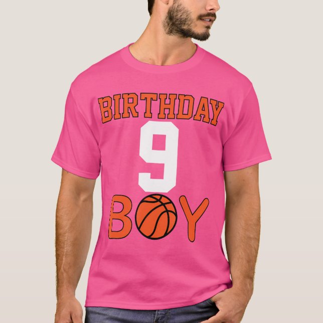 Birthday Boy 9 Fun Basketball 9. Neunjährige Ki T-Shirt (Vorderseite)