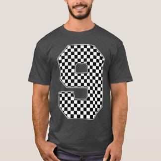 Birthday Boy 9 Race 9. Racing Checkered Flag T-Shirt
