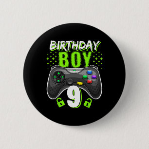 Birthday Boy 9 Video Game Controller Gamer 9th Bir Button
