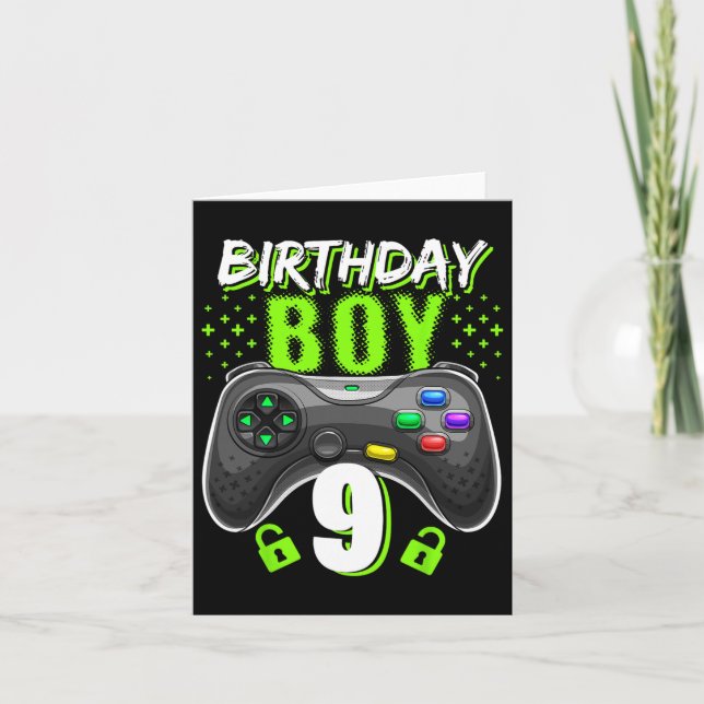 Birthday Boy 9 Video Game Controller Gamer 9th Bir Karte (Vorderseite)