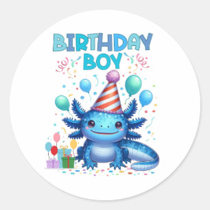 Birthday Boy Axolotl Vibes Niedliches Party Design Runder Aufkleber