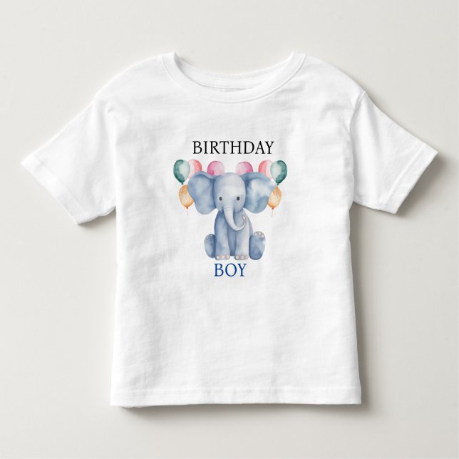 Birthday Boy | Baby Elephant & Balloons Kleinkind T-shirt (Vorderseite)