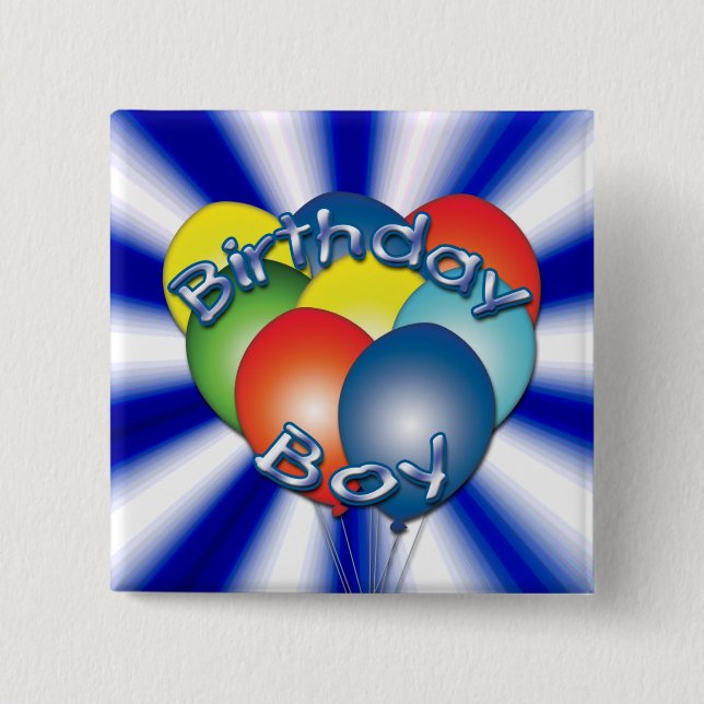 Birthday Boy Balloons Button (Vorderseite)