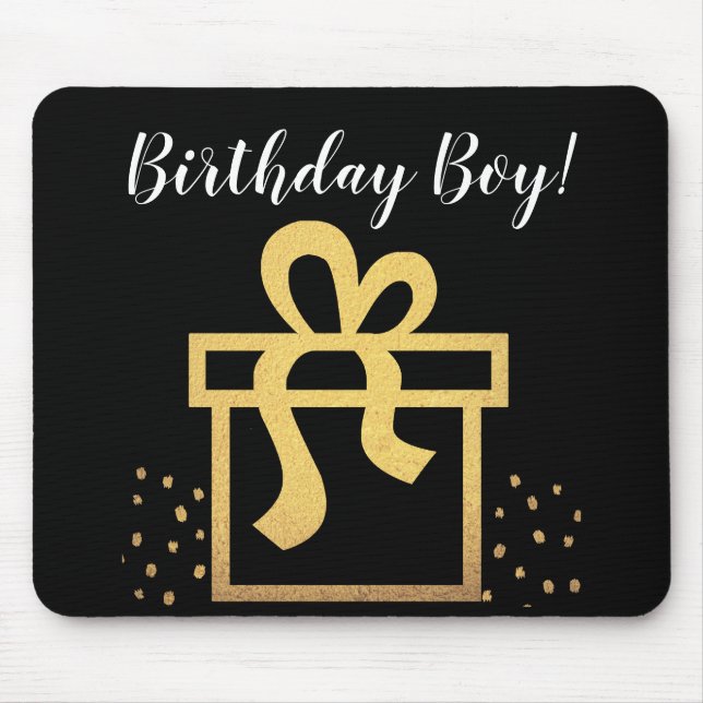 Birthday Boy Black and Gold Imitate Foil Mousepad (Vorne)