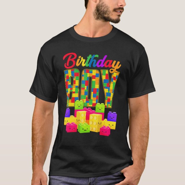 Birthday Boy Building Block Builders B Day Boys Ki T-Shirt (Vorderseite)