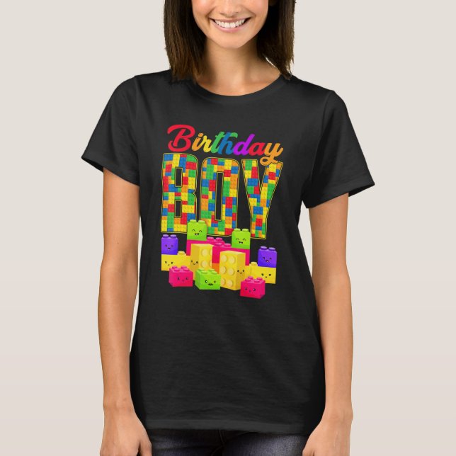 Birthday Boy Building Block Builders B Day Boys Ki T-Shirt (Vorderseite)