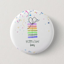 Birthday Boy Button mit Confetti