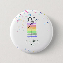 Birthday Boy Button mit Confetti