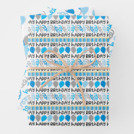 Birthday Boy Coordinating Pattern Wrapping Paper Geschenkpapier Set