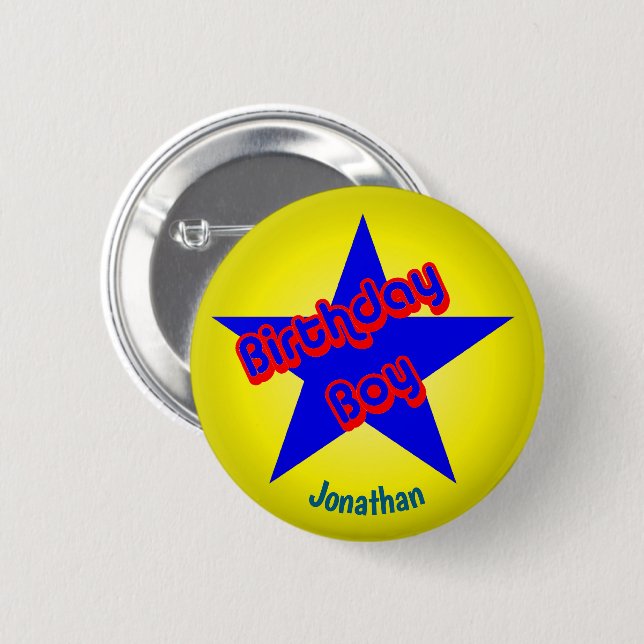 Birthday Boy Cute Personalized Button (Vorne & Hinten)
