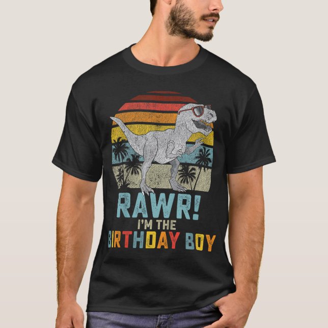 Birthday Boy Dino T Rex Dinosaurier Boys Matching  T-Shirt (Vorderseite)