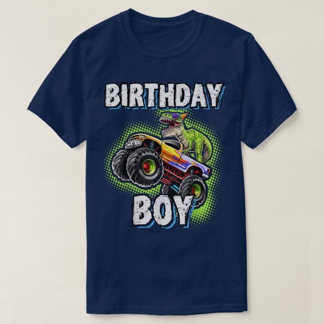 Birthday Boy Dinosaur Monster Truck Matching Famil T-Shirt (Design vorne)