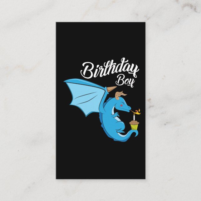 Birthday Boy Dragon Gift Cupcake Candle Fire Visitenkarte (Vorderseite)