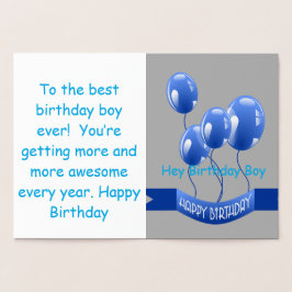 Birthday boy foil card folienkarte