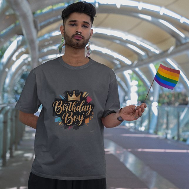 Birthday Boy Golden Crown Splash T-Shirt (Von Creator hochgeladen)