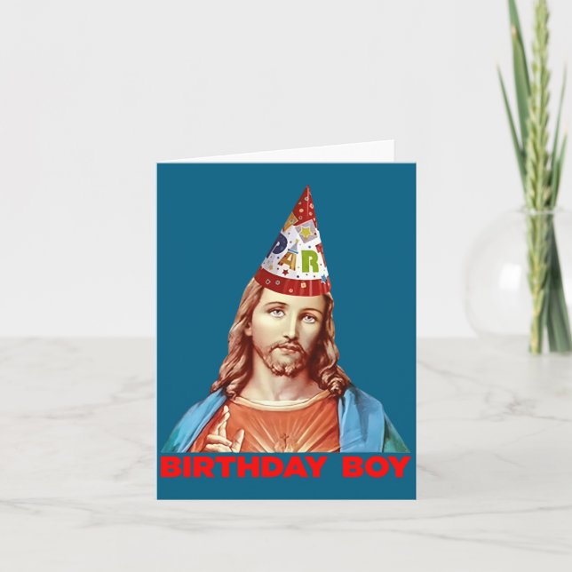 Birthday Boy Jesus Funny Christmas Party Hat Long  Karte (Vorderseite)