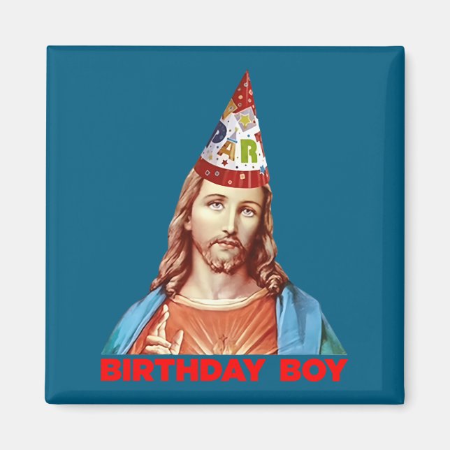 Birthday Boy Jesus Funny Christmas Party Hat Long  Magnet (Vorne)