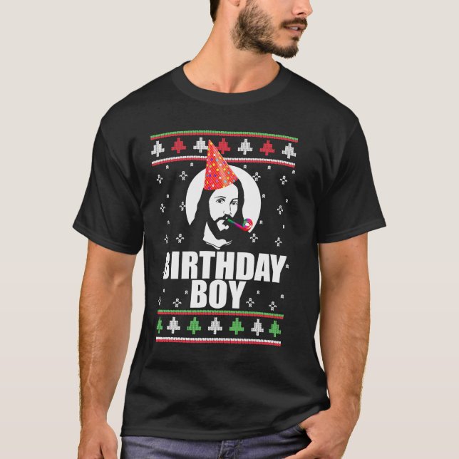 BIRTHDAY BOY JESUS Funny Ugly Christmas Sweater De T-Shirt (Vorderseite)