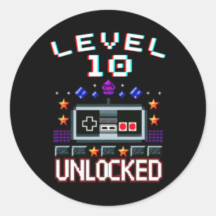 Birthday Boy Level 10 Entsperrte Funny Video Game  Runder Aufkleber