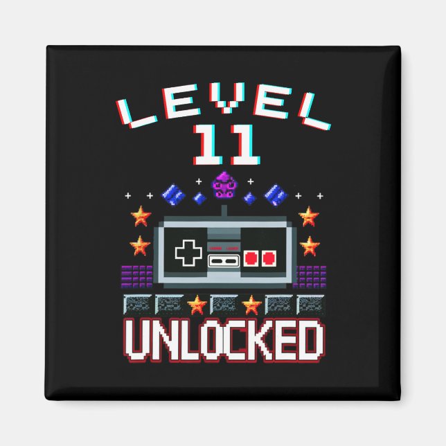 Birthday Boy Level 11 Entsperrte Funny Video Game  Magnet (Vorne)