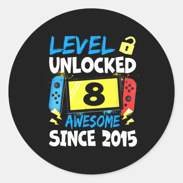 Birthday Boy Level 8 Unlock Phantastisch 2015 Vide Runder Aufkleber (Vorderseite)