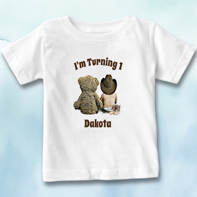 Birthday Boy Lil' Cowboy und Teddy Bear Baby T-shirt (Von Creator hochgeladen)