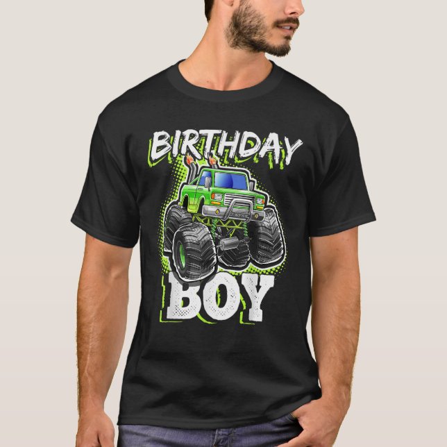 Birthday Boy Monster Truck Birthday Party Geschenk T-Shirt (Vorderseite)
