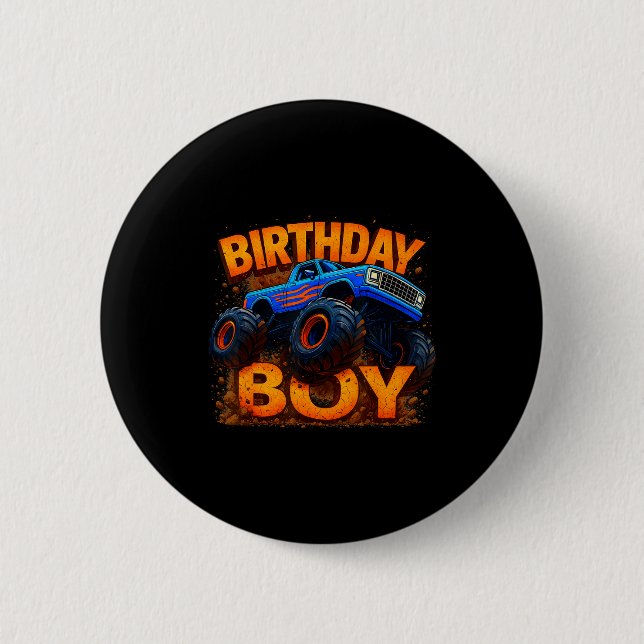 Birthday Boy Monster Truck Funny Family Matching  Button (Vorderseite)