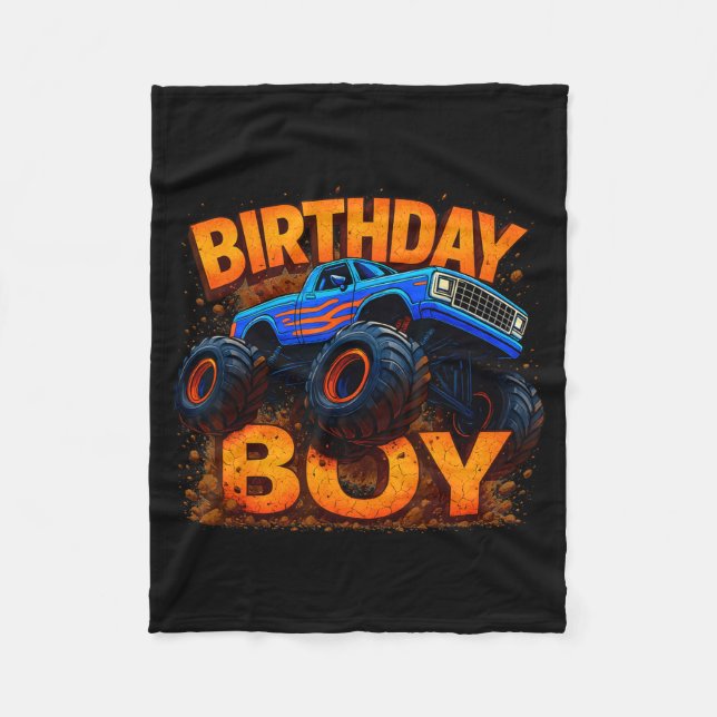 Birthday Boy Monster Truck Funny Family Matching  Fleecedecke (Vorderseite)