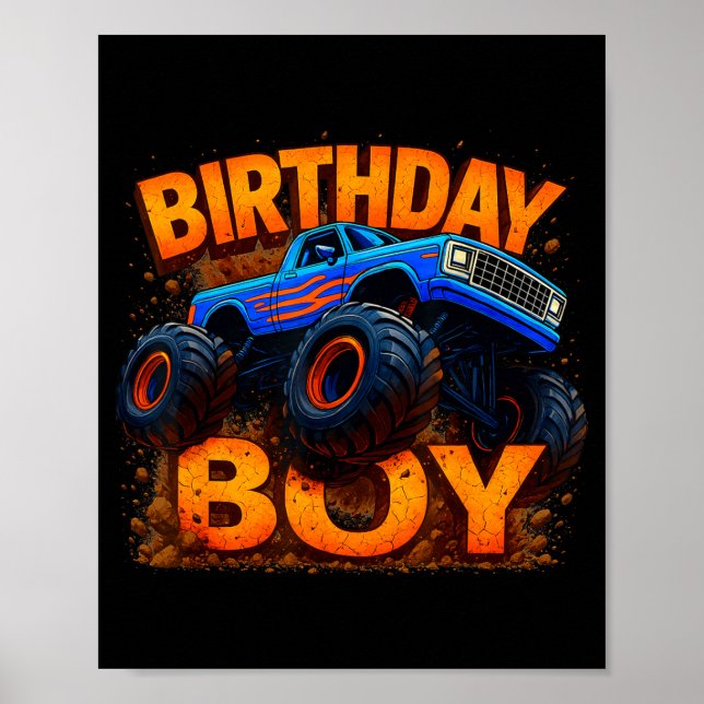 Birthday Boy Monster Truck Funny Family Matching  Poster (Vorne)