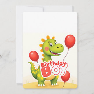Birthday Boy Niedlich Dinosaurier mit roten Balloo Einladung