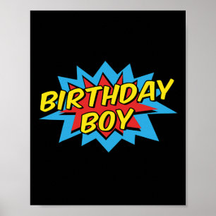 Birthday Boy Niedlich Kids Superhero Matching Comi Poster