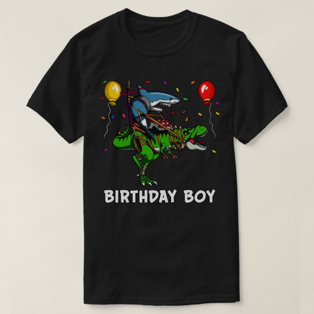 Birthday Boy Ninja Riding Dinosaur T-Shirt (Design vorne)