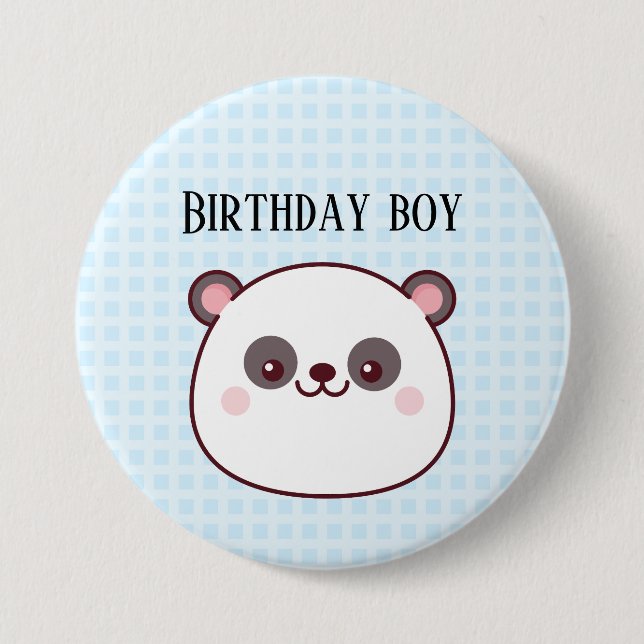 Birthday Boy Panda Kawaii Button (Vorderseite)