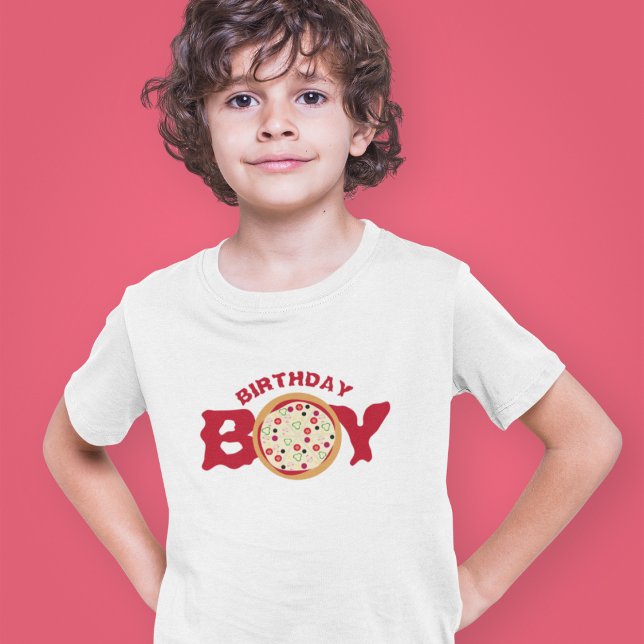 Birthday Boy Pizza Party Fun T-Shirt (Von Creator hochgeladen)